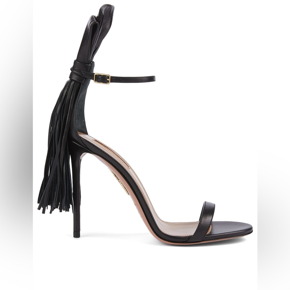 Aquazurra Black Leather Sandal 105 Whip It